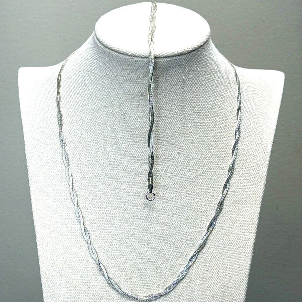 Vintage Sterling Silver Twisted Braid Herringbone Necklace